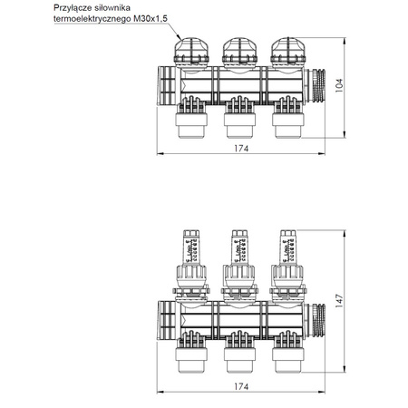 Rozszerzenie rozdzielacza ProCalida EF1 K o 3 obiegi, przepływomierz 0,2 - 1,6 l/min