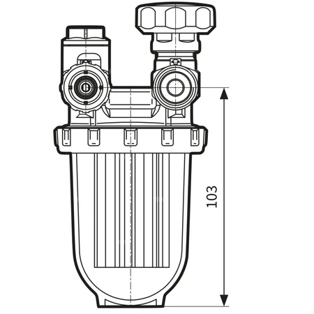 Filtr olejowy AFRISO R500Sijednorurowy z powrotem fi 3/8''/3/8'' GW x GZ, z wkładem plastikowym, maks. przepływ 210 l/h