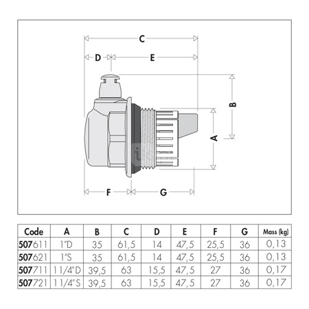 AERCAL - Automatyczny zawór odpowietrzający do grzejników 1" GZ lewy