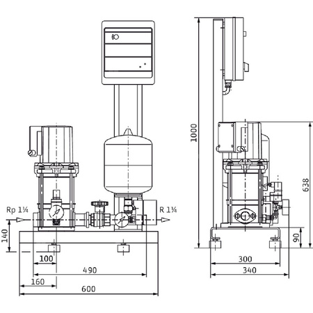 Hydrofor WILO Economy CO-1 MVIS 408/ER-PN16 stal nierdzewna, częstotliwość 50 Hz, prędkość 2900 obr/min, max. 16 bar