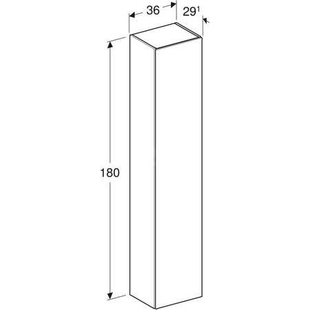 Wysoka szafka iCon z drzwiami 36 cm x 180 cm x 29,1 cm, Biały / Lakierowany matowy