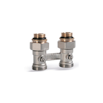 Przyłącze grzejnikowe, rozstaw 50mm, proste DN15/DN20 DG - podwójne przyłacze grzejnikowe, proste, 1/2" x 1/2", niklowane