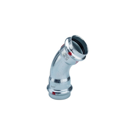 Łuk Prestabo 45' VIEGA 1126 Jednoczęściowy, stal (Ocynk galwaniczny/elektrolityczny) / stal (ocynk), 42 mm (mz x mz) z uszczelką