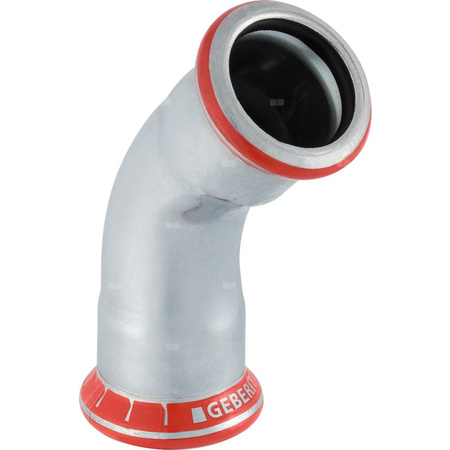 Kolano 45' GEBERIT Mapress C-Stahl, stal (Ocynk galwaniczny/elektrolityczny) (ocynk), 76.1 mm, DN 65 x 76.1 mm x DN 65 (mufa zaprasowywana x mufa zaprasowywana), (głębokość: 50 mm) z uszczelką