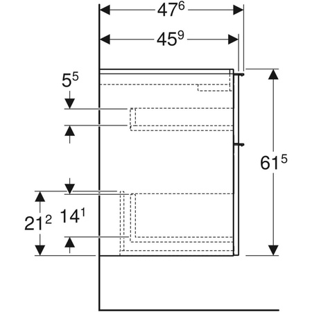 Szafka pod umywalkę iCon, z dwoma szufladami 74 cm x 61,5 cm x 47,6 cmdąb / melaminowa struktura drewna, lava / matowy