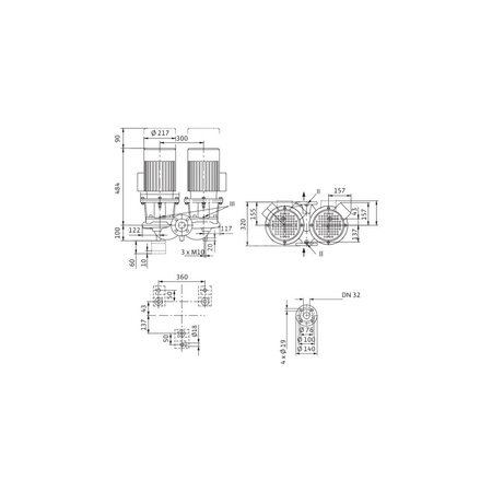 Pompa obiegowa WILO CronoTwin-DL 32/170-3/2-IE3 typu in-line z silnikiem znormalizowanym 50 Hz, moc silnika 3kW 6.15 A 2900 obr/min, wlot Kołnierz DN 32