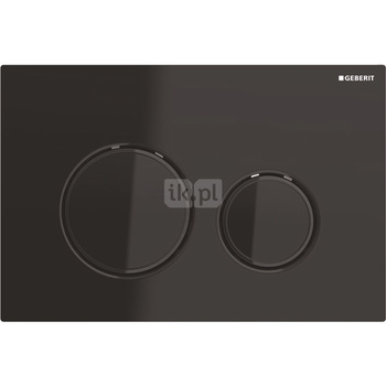 Przycisk uruchamiający Geberit Sigma21, przedni, szkło czarne, pierścienie: czarny chrom