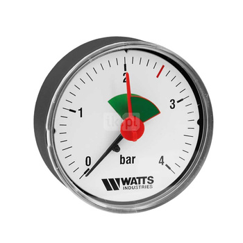 Manometr solarny aksjalny G1/4B,logo WATTS F+R101 - manometr, przyłacze tylne 1/4'', tarcza 80 mm, 0-4 bar