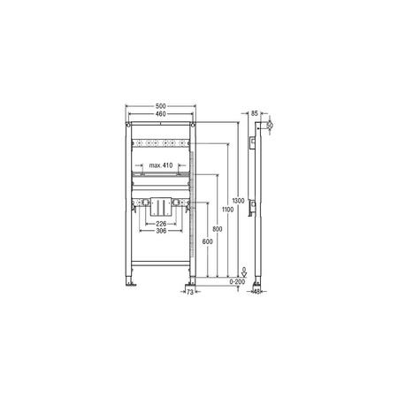 Stelaż podtynkowy do umywalki VIEGA 8540.32, 1300 x 500 x 85 mm, bateria: ścienna natynkowa, regulacja wysokośći, regulacja szerokości