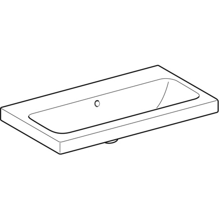 Umywalka GEBERIT iCon Light prostokątna, biała, 750mm, bez otworu na baterię, z odpływem przelewowym, półka od ściany