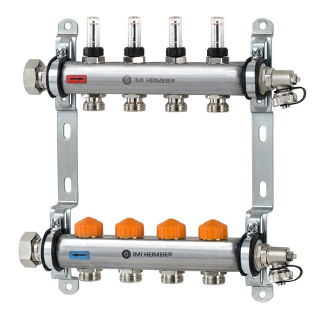 Rozdzielacz ogrzewania podłogowego Dynacon z automatyczną regulacją przepływu 4 obwody