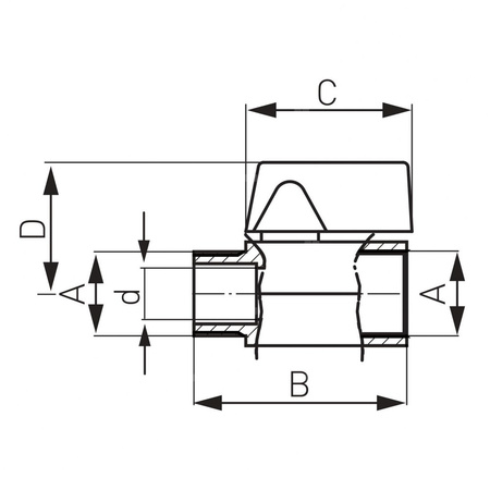 Zawór kulowy FERRO Mini 3/8'' GW, uchwyt: motylek