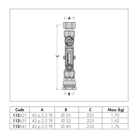 Zawór równoważący z przepływomierzem 42 p.2,5 TR x O 32