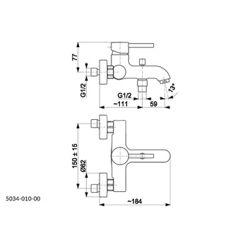 Bateria wannowa ścienna KFA Armatura MOZA, kolor czarny