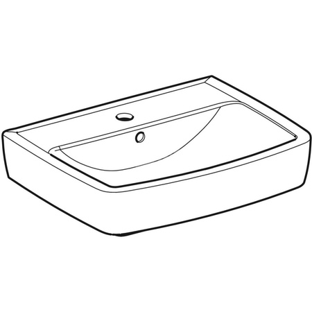REKORD Umywalka prostokątna 55 cm, z przelewem, z otworem