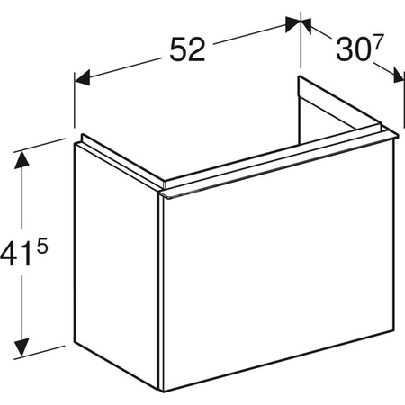 Szafka pod umywalkę kompaktową iCon, z jedną szufladą 52 cm x 41,5 cm x 30,7 cm, orzech hickory / melaminowa struktura drewna, lava / matowy