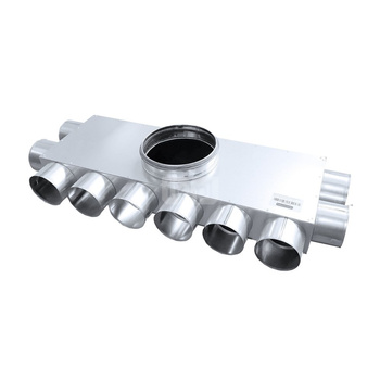 Rozdzielacz TopFlex Metal kątowy jednorzędowy z izolacją wewnętrzną DN200/przyłącza 10 x DN75 (2+6+2)