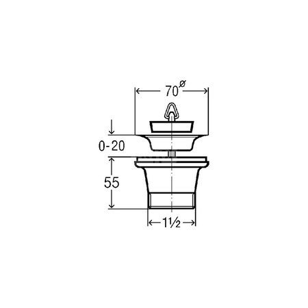 Zawór odpływowy przeznaczenie: zlewozmywak, nr wzoru 7622 G: 1½ fi: 70 wysokość zabudowy dolnej części zaworu: 55