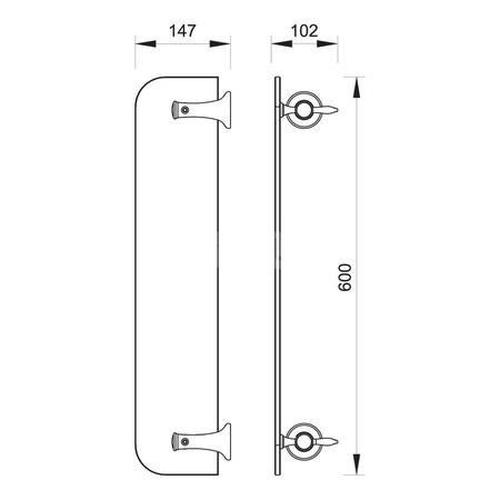RETRO półka szklana, chrom