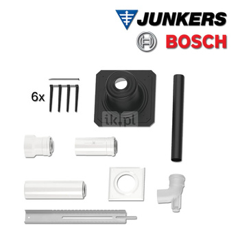 Zestaw podstawowy C93x (2778), poziomy zestaw powietrzno-spalinowy fi60/100do szachtu,  do podłączenia z tyłu kotła, przewody spalinowe w szachcie fi60, tworzywo polimerowe PP /stal:element redukcyjny fi80/125-fi60/100, przewód z rewizją fi60/100 L = 230