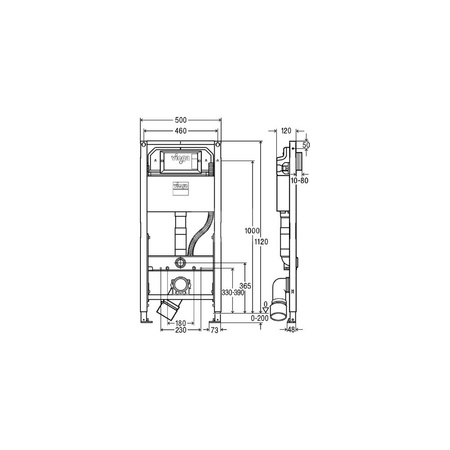 Stelaż podtynkowy do WC VIEGA 8521, 1120 x 500 x 120 mm, regulowana wysokość, ze spłuczką ciśnieniową