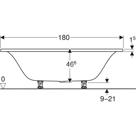 Wanna prostokątna Tawa 180x80, duo, slim, z nogami montażowymi
