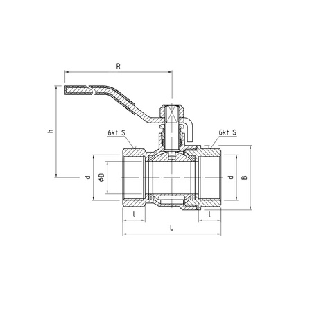 Zawór kulowy PERFEXIM PHA-001 mosiądz niklowany, PN30 1/2'' gw x gw, uchwyt: dźwignia (czerwona)