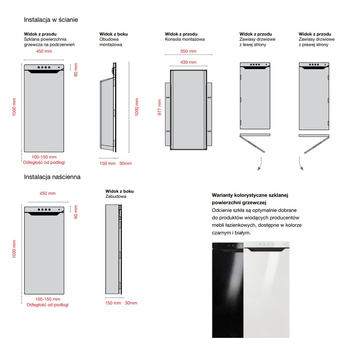 Grzejnik elektryczny ZEHNDER Zenia 1000 x 450 mm, kolor czarny, moc 1000 W