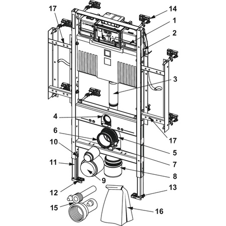 Stelaż podtynkowy do WC TECE profil dla niepełnosprawnych, 1120 x 840 x 150 mm, regulowana wysokość, ze spłuczką