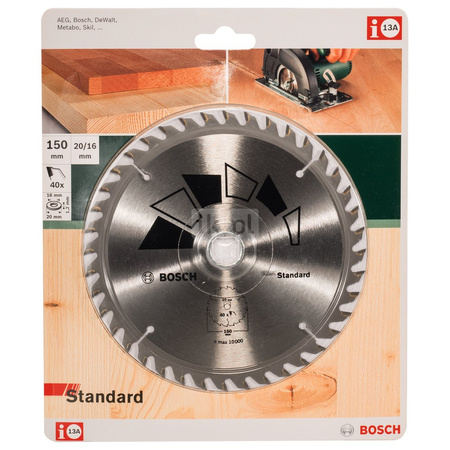 Tarcza pilarska STANDARD D = 150 mm, otwór = 20 mm, Z = 40