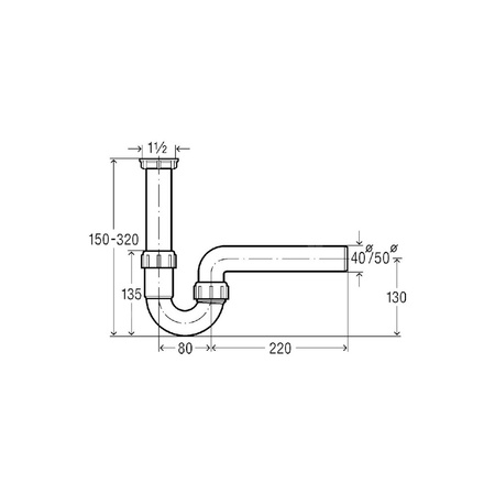 Syfon rurowy przeznaczenie: zlewozmywak, tworzywo sztuczne, nr wzoru 7985 G: 1½ DN: 40