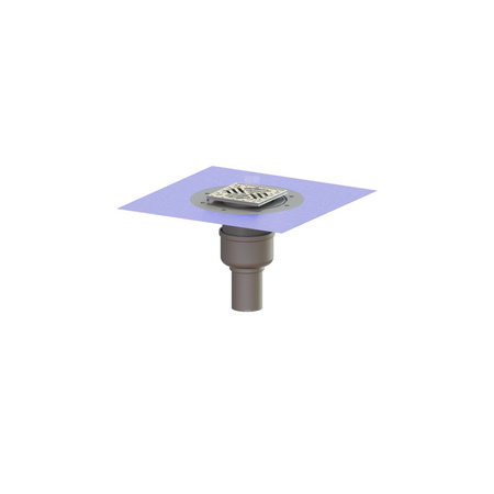 Wpust Ferrofix DN70, odpł.pion, z nasadką Variofix z ABS i kratką/ramą nierdz. 138x138, przeciwpośl., sys.125