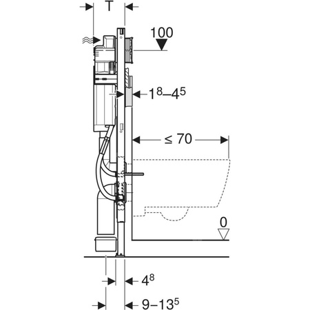 Stelaż podtynkowy do WC GEBERIT Duofix dla niepełnosprawnych + Sigma, 1120 x 425 x 170 mm, regulowana wysokość, ze spłuczką