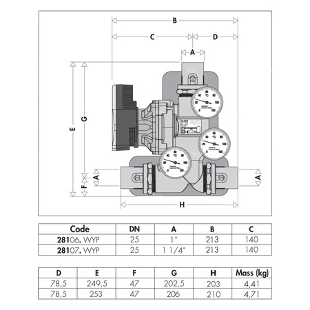 Grupa pompowa do cyrkulacji czynnika grzewczego 11/4" 60 st. WYP