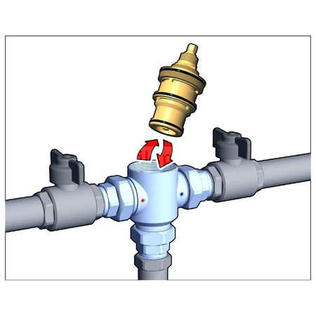 Regulowany termostatyczny zawór mieszający z wymiennym wkładem do systemów scentralizowanych 1 1/4"