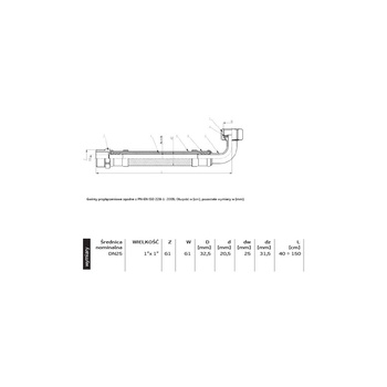 Wąż przyłączeniowy elastyczny PERFEXIM PHA-9156 DN 25, gw x gz, 1'' x 1'', długość 800 mm