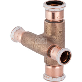 Czwórnik GEBERIT Mapress Kupfer 90' Cu, 22 mm x 15 mm x 22 mm x 15 mm DN 20 x DN 12 x DN 20 x DN 12, mz x mz x mz x mz