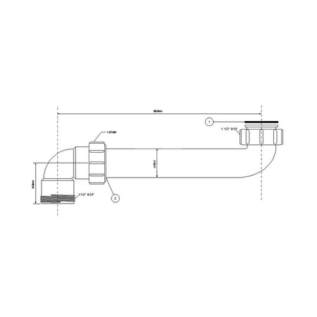 Przedłużka do syfonu zlewozmywakowego 11/2"x11/2"