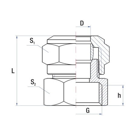 Złącze dwójnik proste RUMET zaciskowe FI 22 x GW 3/4 mosiądz