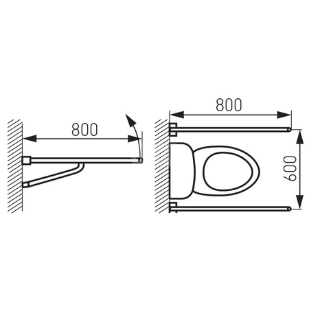 METALIA HELP uchwyt pojedynczy składany 80 cm, biały