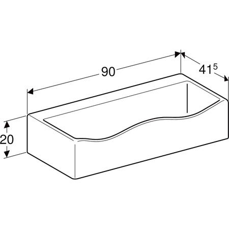 Umywalka GEBERIT Bambini 2-stanowiskowa prostokątna, biała, 900mm, bez otworu na baterię, ściana, bez odpływu przelewowego, półka od ściany