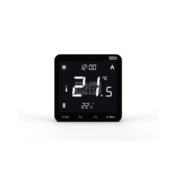 Bezprzewodowy zasilany 230V regulator pokojowy dwustanowy (panel przedni ze szkła) czarny, model ST-297z v2