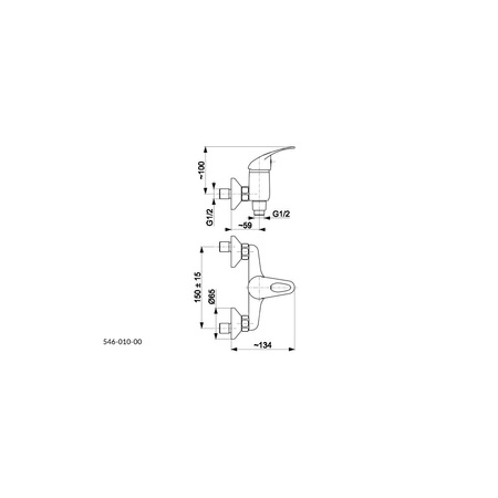 Bateria natryskowa ścienna KFA Armatura JASPIS, kolor chrom