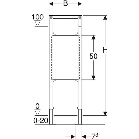 Stelaż podtynkowy do uchwytem dla osób niepełnosprawnych GEBERIT Duofix, 1120 x 365 x 40 mm, regulacja wysokości