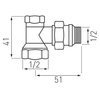 Zawór grzejnikowy odcinający kątowy 1/2" x 1/2"