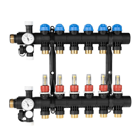 Rozdzielacz do ogrzewania podłogowego AFRISO ProCalida EF1 6-obieg. poliamid GZ 1'' x Euroconus 3/4''
