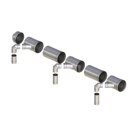 Kaskada koncentryczna fi180/290 z wyjściami 80/125 dla trzech kotłów bez automatyki