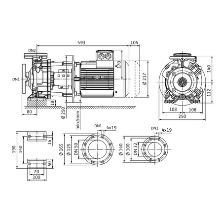 Dławnicowa pompa blokowa Atmos GIGA-B 32/125-3/2