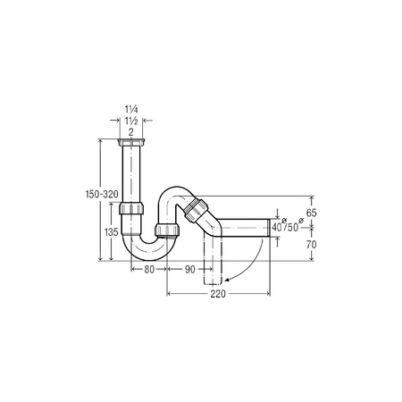 Syfon rurowy przeznaczenie: zlewozmywak, tworzywo sztuczne, nr wzoru 7985.20 G: 1¼ DN: 50