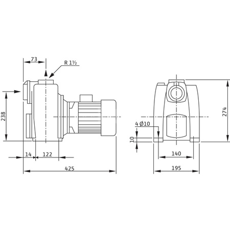 Pompa samozasysająca pozioma WILO Drain LPC Aluminium, fi zew. wylot 40 mm, częstotliwość 50 Hz, pobór mocy silnika 1.31 kW (3~400, 50 Hz)